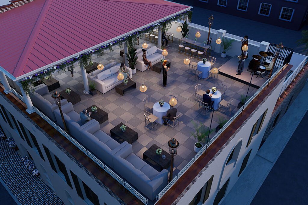 Charleston rooftop venue for events and weddings rendering